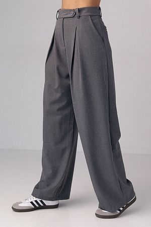 Класичні штани зі складками 08972, сірі